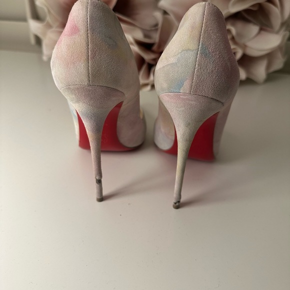 Christian Louboutin So Kate 120 Aquarelle Watercolor White Suede,Multi-color - Picture 6 of 15